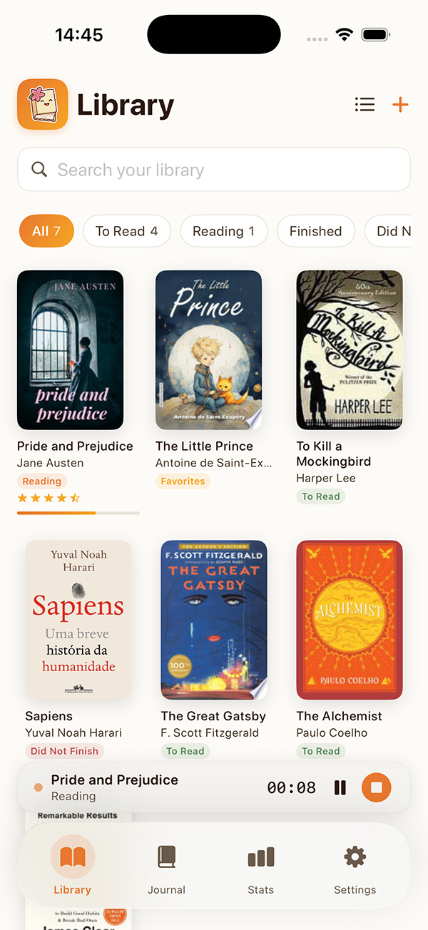 Penny app screenshot showing reading stats and streaks